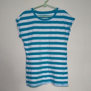 3 for $10 Bundle Sale! So Blue+White Stripe T-Shirt Cap Sleeve Size M 10/12